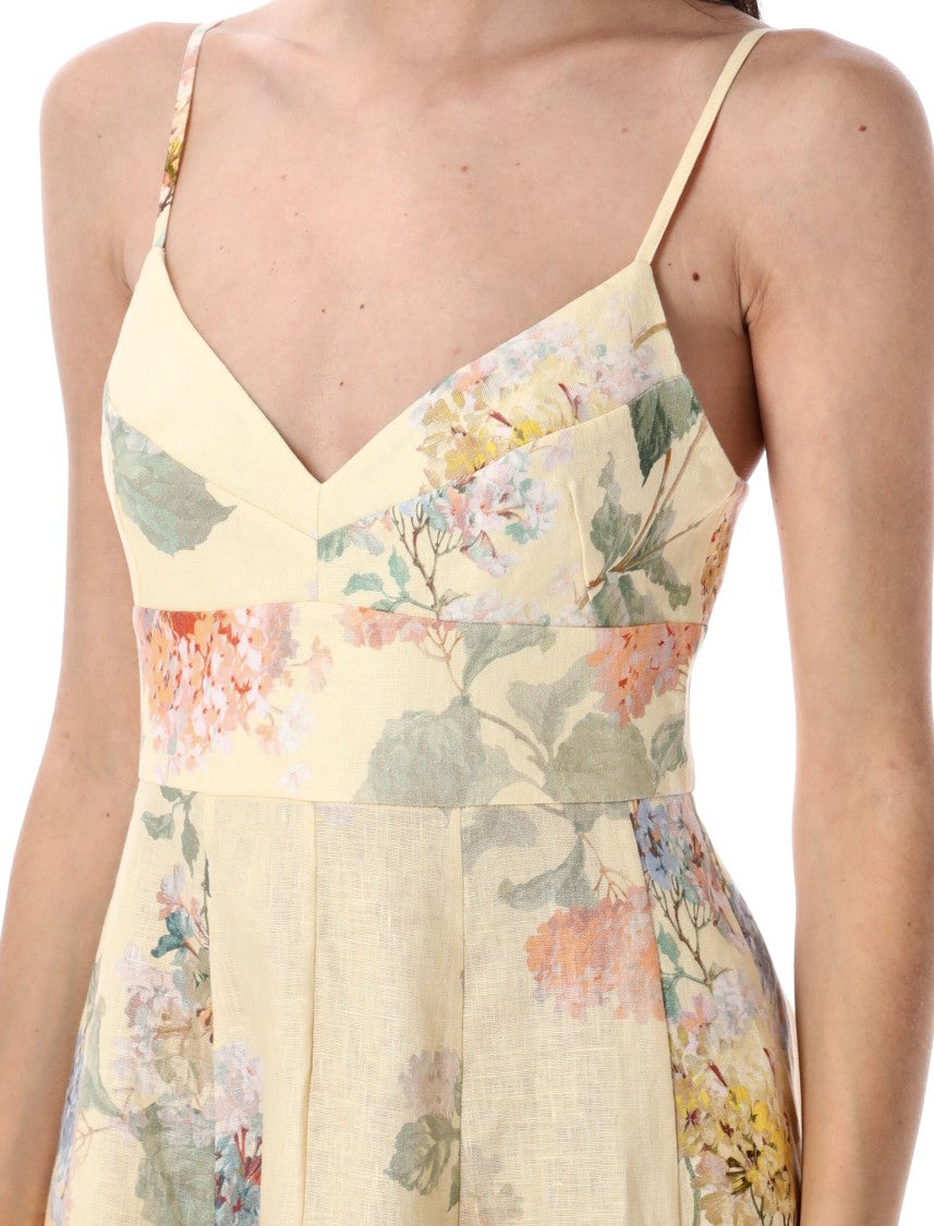 Zimmermann Illuminate Midi Dress With Fitted Bustier And Flared Skirt