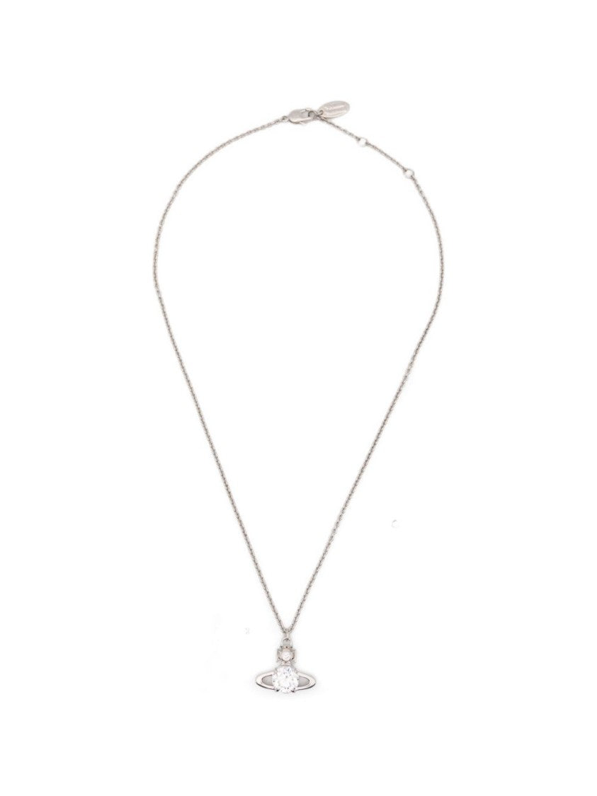 Vivienne Westwood Necklace With Stylized Orb Pendant And Clear Gemstone