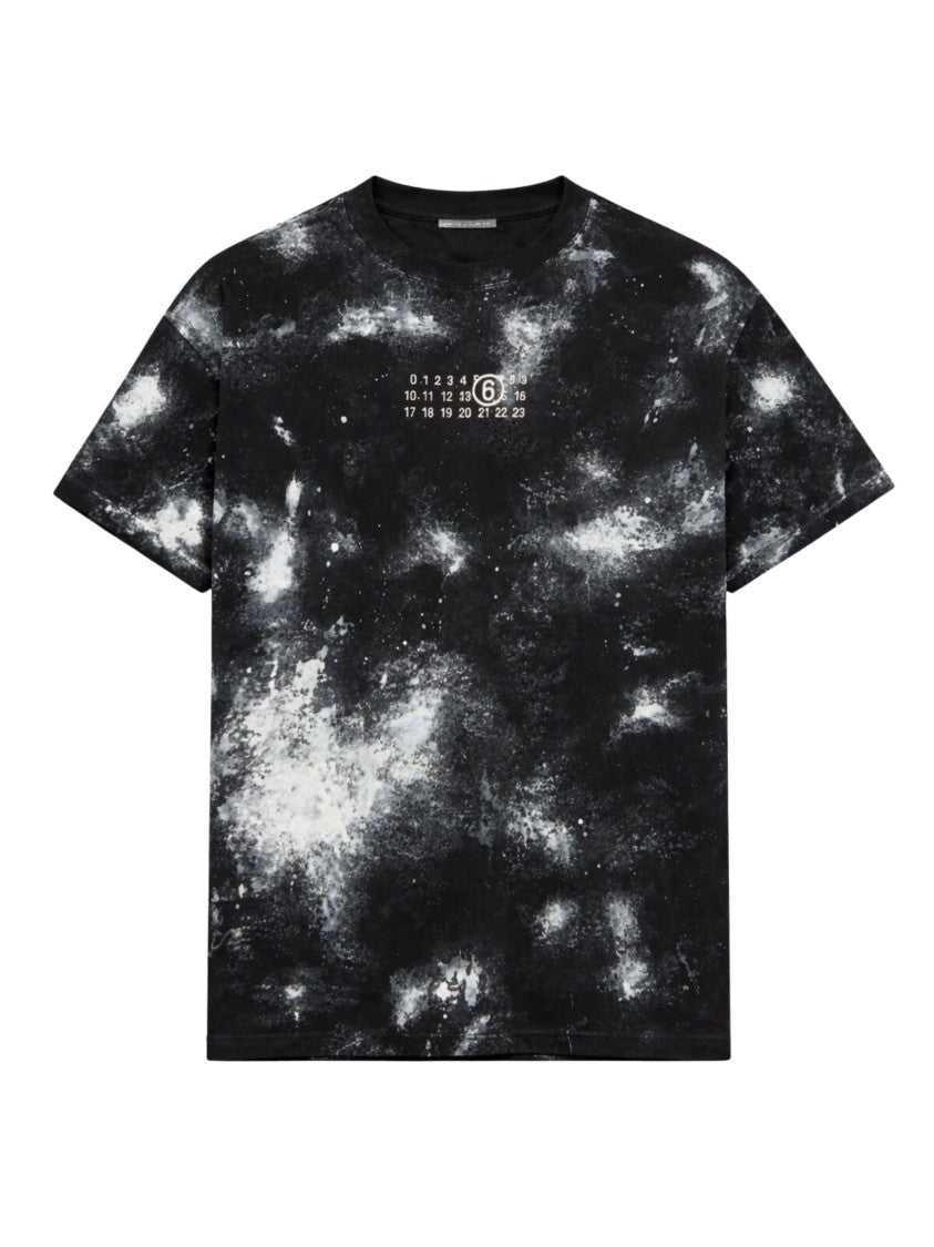 Mm6 By Maison Margiela Black Irregular All-Over Paint Cotton T-Shirt
