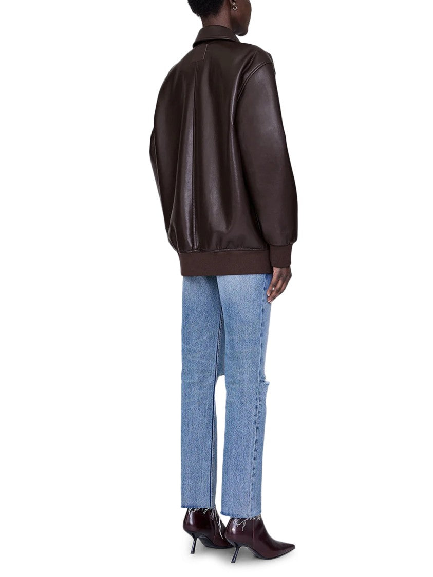 Anine Bing Oversized Brown Leather-Like Kelanie Jacket