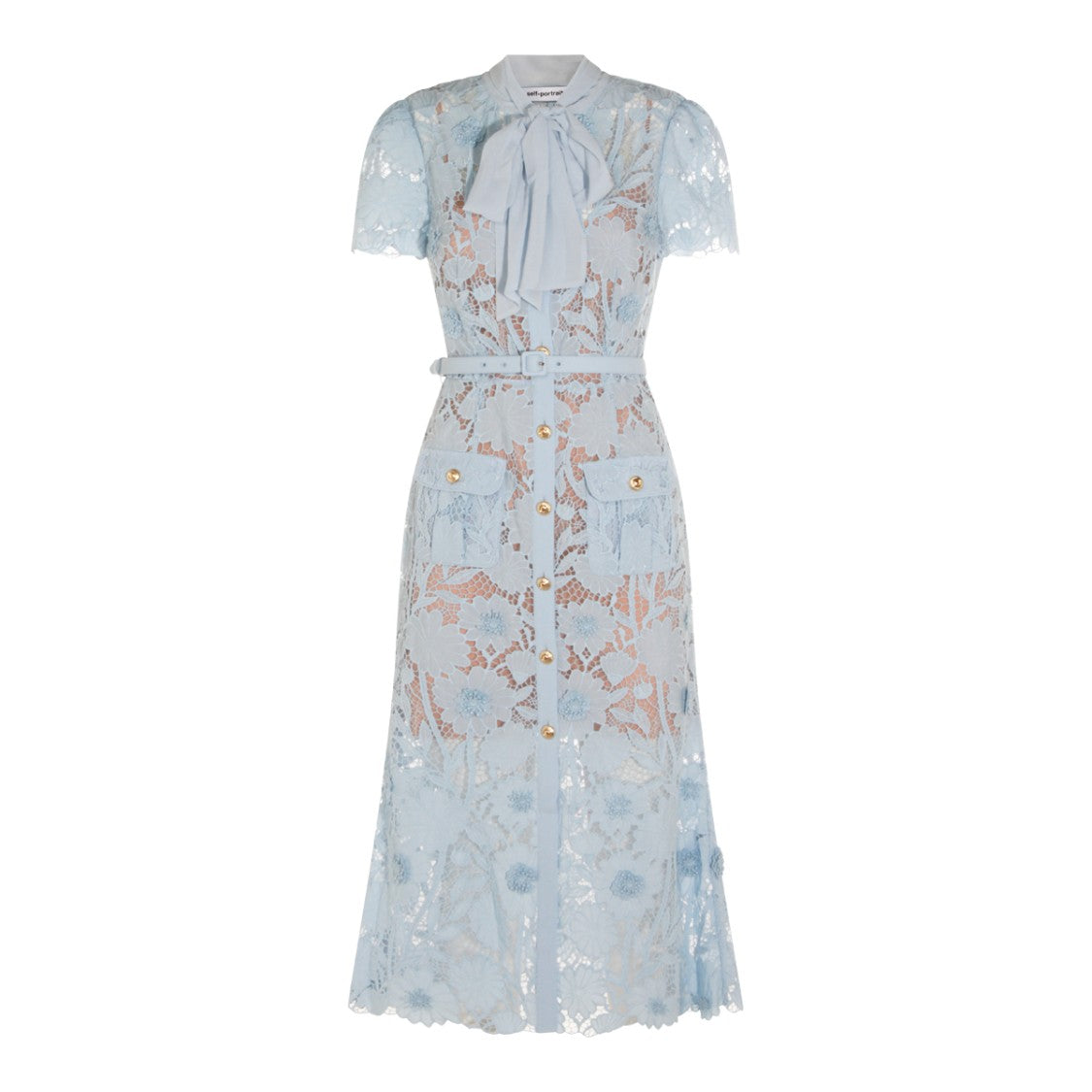 Self-Portrait Maxi Dress With Floral Lace And Bow Tie Detail