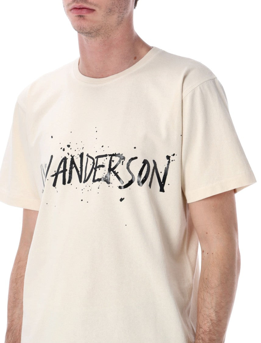 J. W. Anderson Seamless Ecru T-Shirt With Gloss Calligraphy Logo