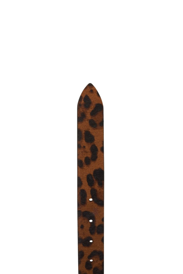Orciani Animal Print Calfskin Belt With Matte Metal Buckle