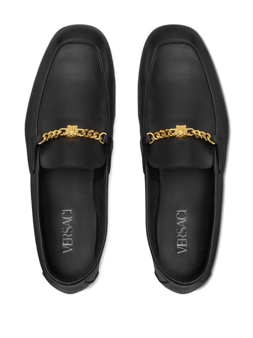 Versace Black Medusa Head Motif Round Flats