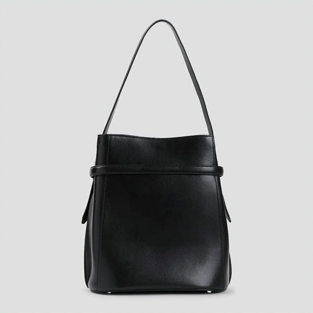 Totême Structured Black Cow Leather Shoulder Bag