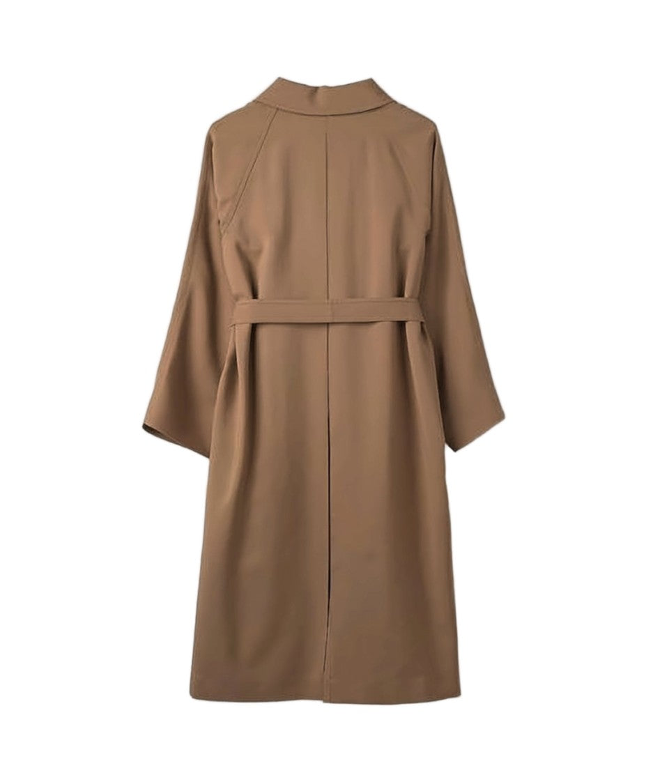 The Row Mid-Length Brown Coat With Self-Tie Belt