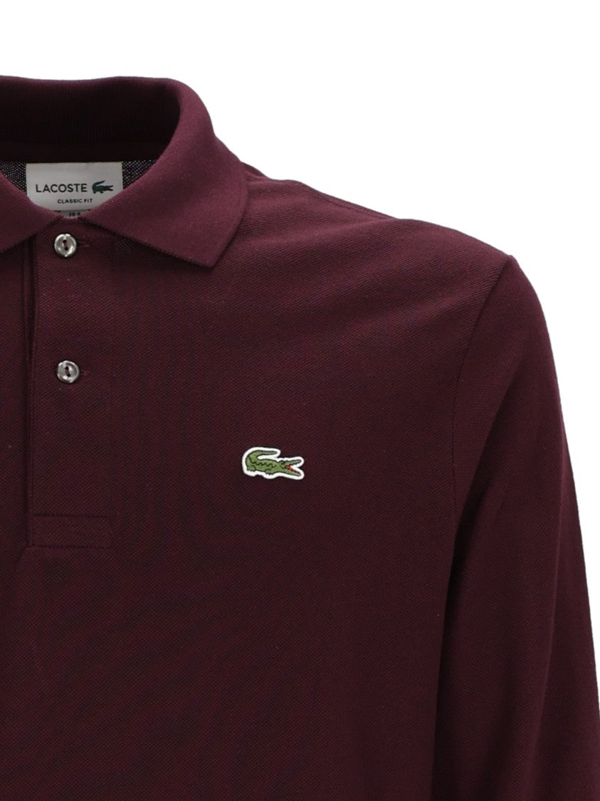 Lacoste Burgundy Embroidered Long-Sleeve Polo Shirt