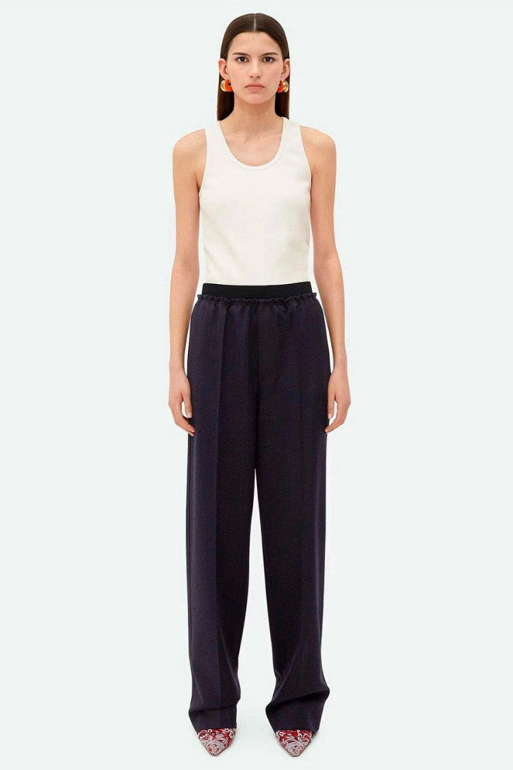 Bottega Veneta Navy Straight-Leg Wool Pants