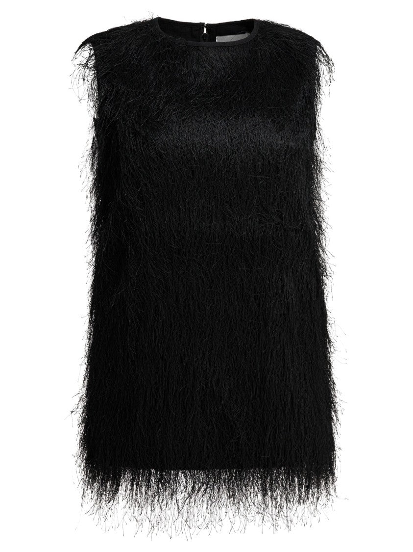 Loulou De Saison Textured Sleeveless Top With Round Neckline And Back Zipper