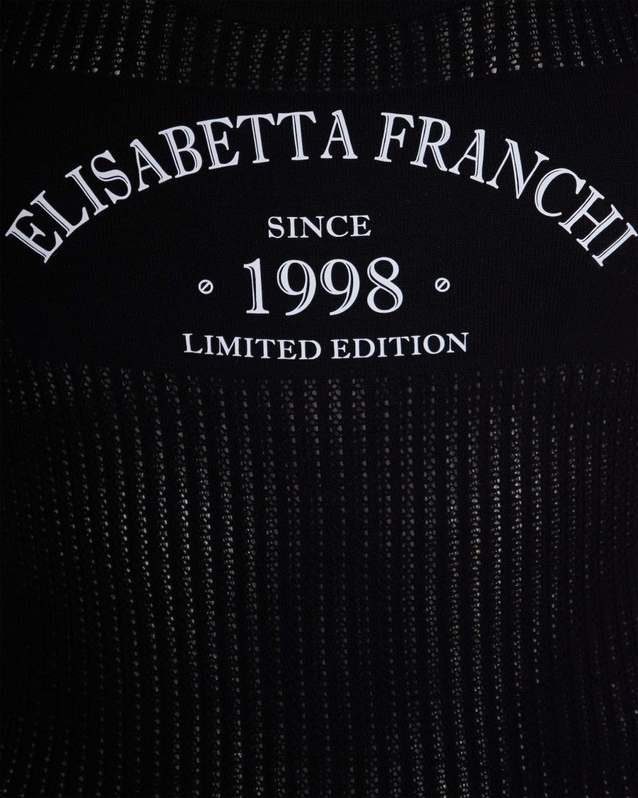 Elisabetta Franchi Ribbed Knit Bodysuit With Contrasting Logo Print