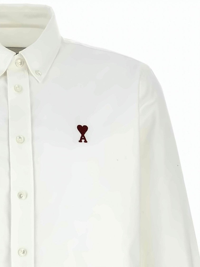 Ami Paris Classic Button-Up Shirt With Embroidered Detail