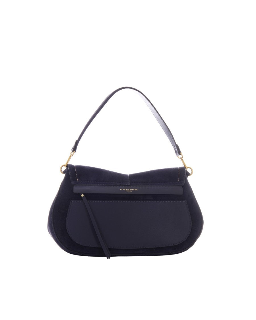 Gianni Chiarini Structured Blue Suede Round Shoulder Bag