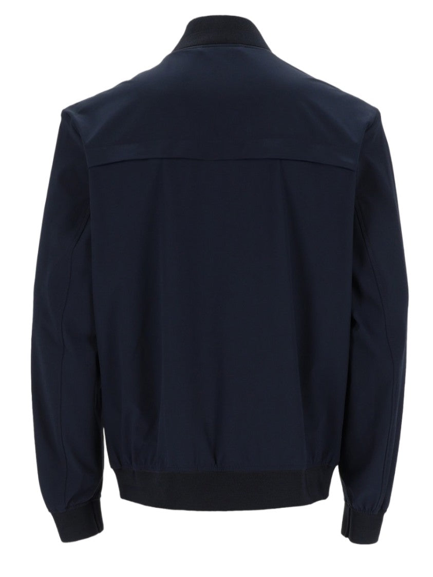 Boss Minimalistic Blue Bomber Jacket With Ribbed Details