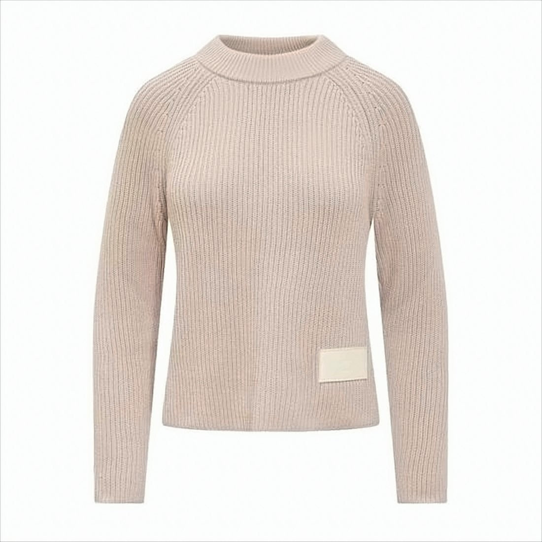 Ami Fitted Ribbed Knit Sweater With Patch Detail
