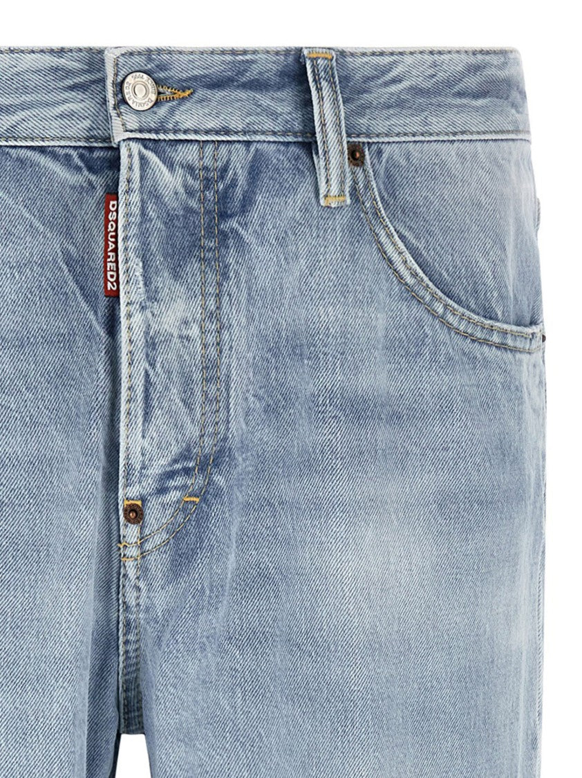 Dsquared2 Light Wash Vintage-Effect Denim Jeans With Contrast Stitching