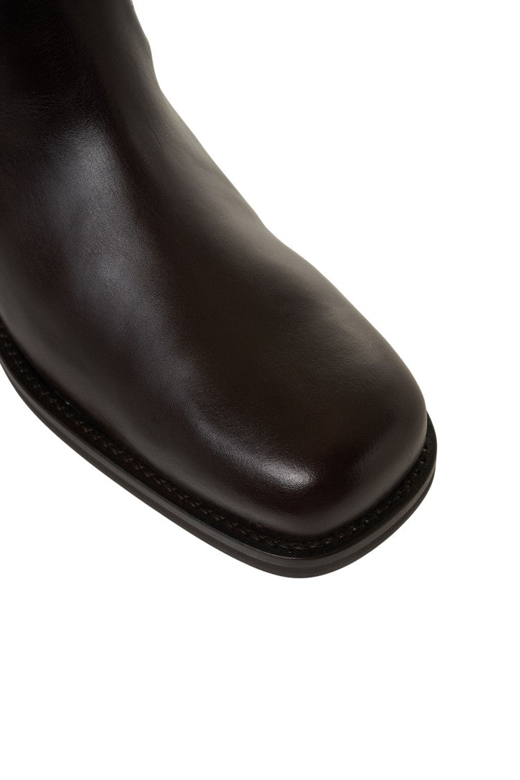 Billi Bi Polished Leather Knee-High Boots With Rounded Square Toe