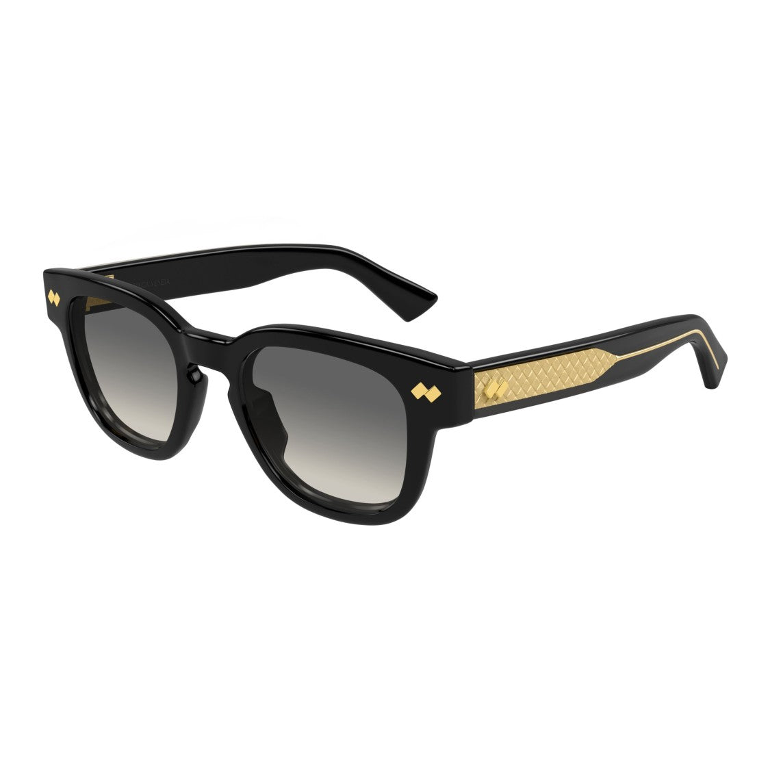 Bottega Veneta Bv1441s Square-Frame Sunglasses With Gold-Accented Temples