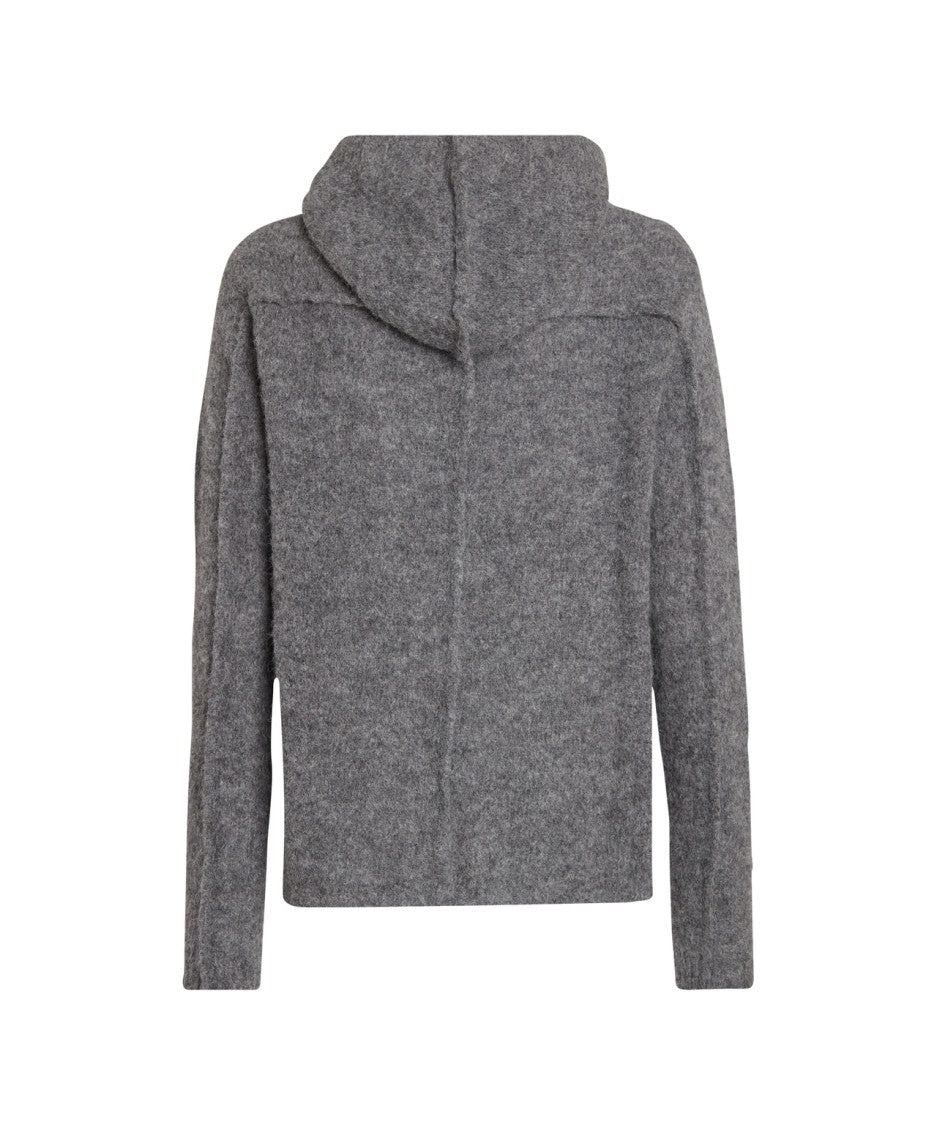 Thom Krom Hooded Knit Sweater With Central Seam Detail