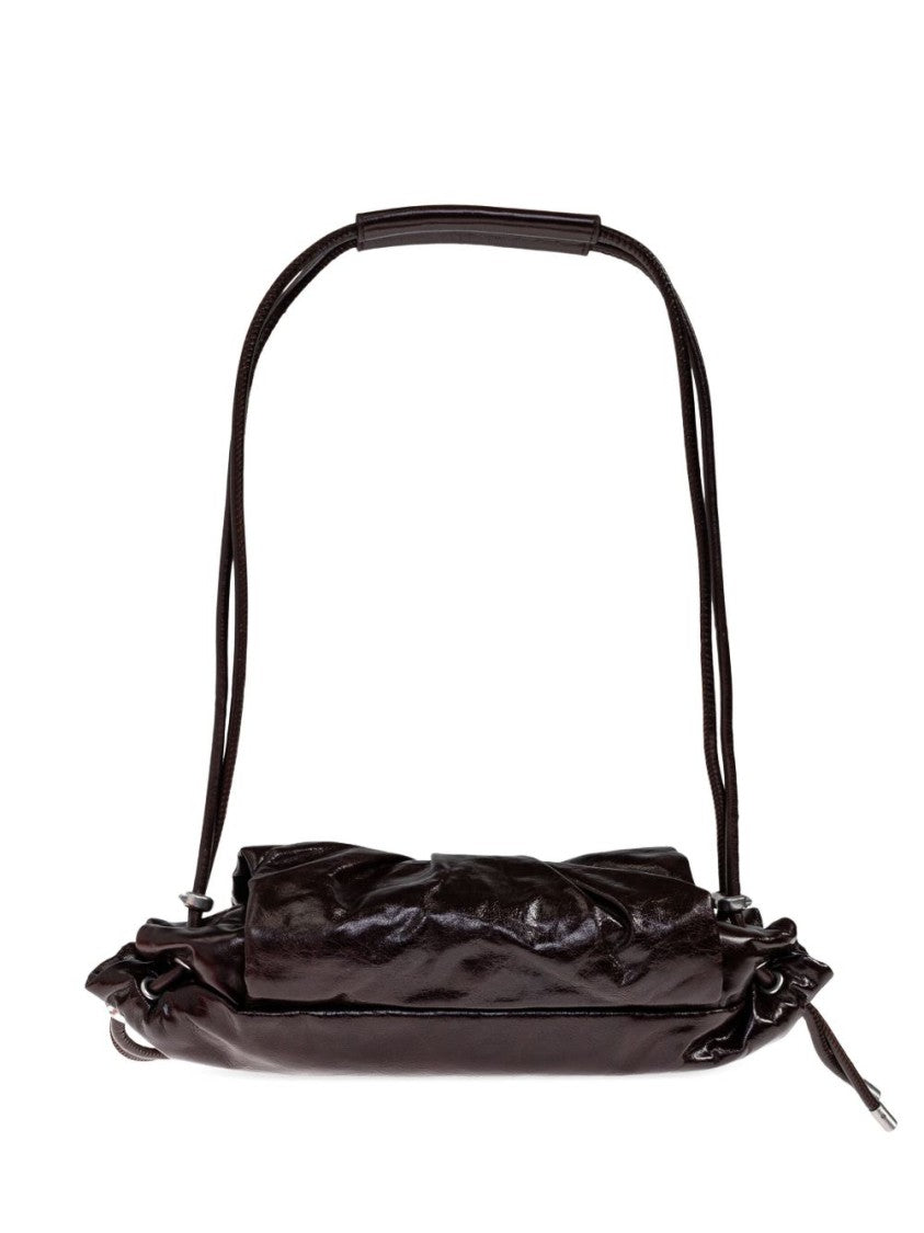 Diesel Gathered Ruched Brown Pmu Shoulder Bag
