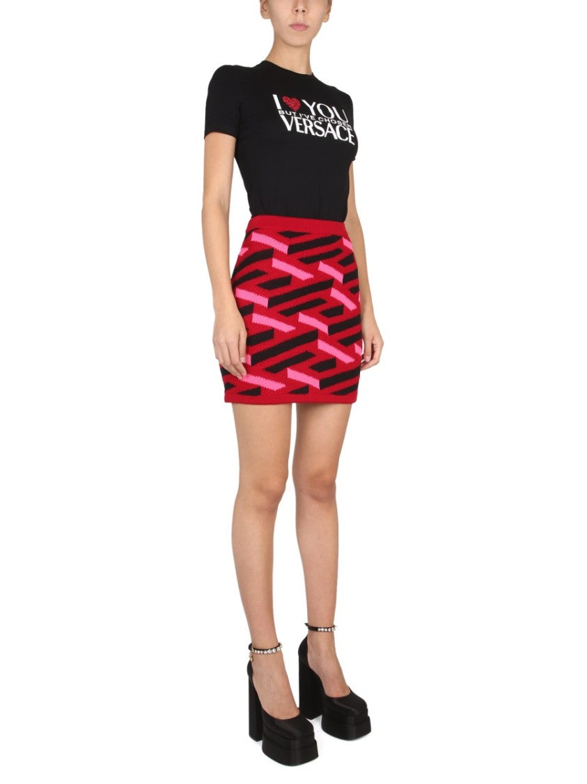 Versace Geometric Pattern Knit Skirt