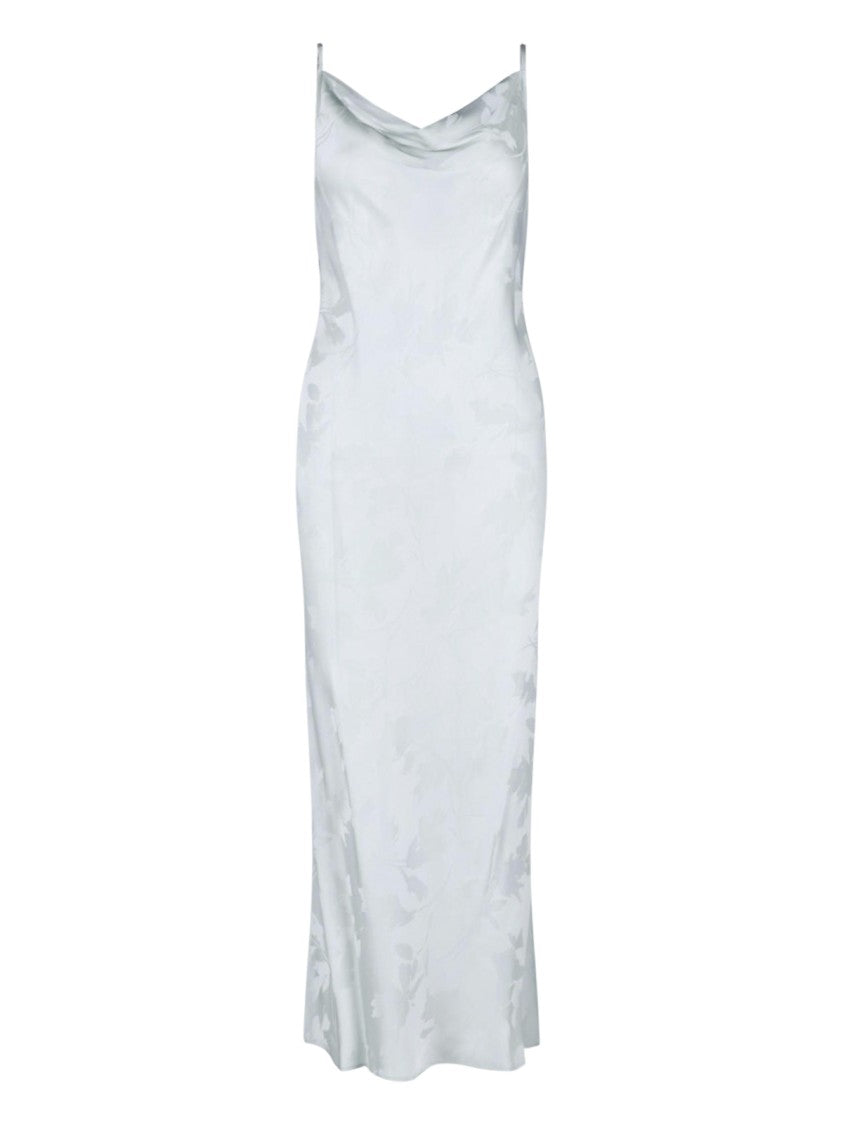 Calvin Klein Blue Floral Jacquard Satin Maxi Dress