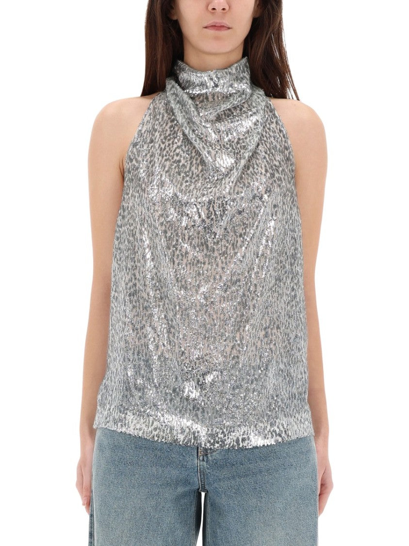 Stella Mccartney Fil Coupe Shimmering Animal Print Silk Tank Top