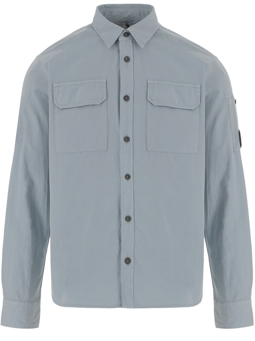 C.P. Company Light Blue Cotton Shirt With Classic Collar