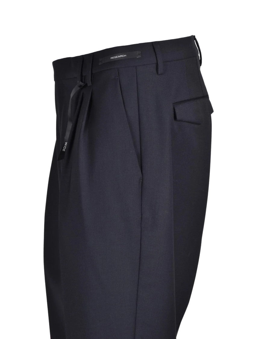 Michael Coal Black Wool-Blend Pleated Stretch Formal Pants