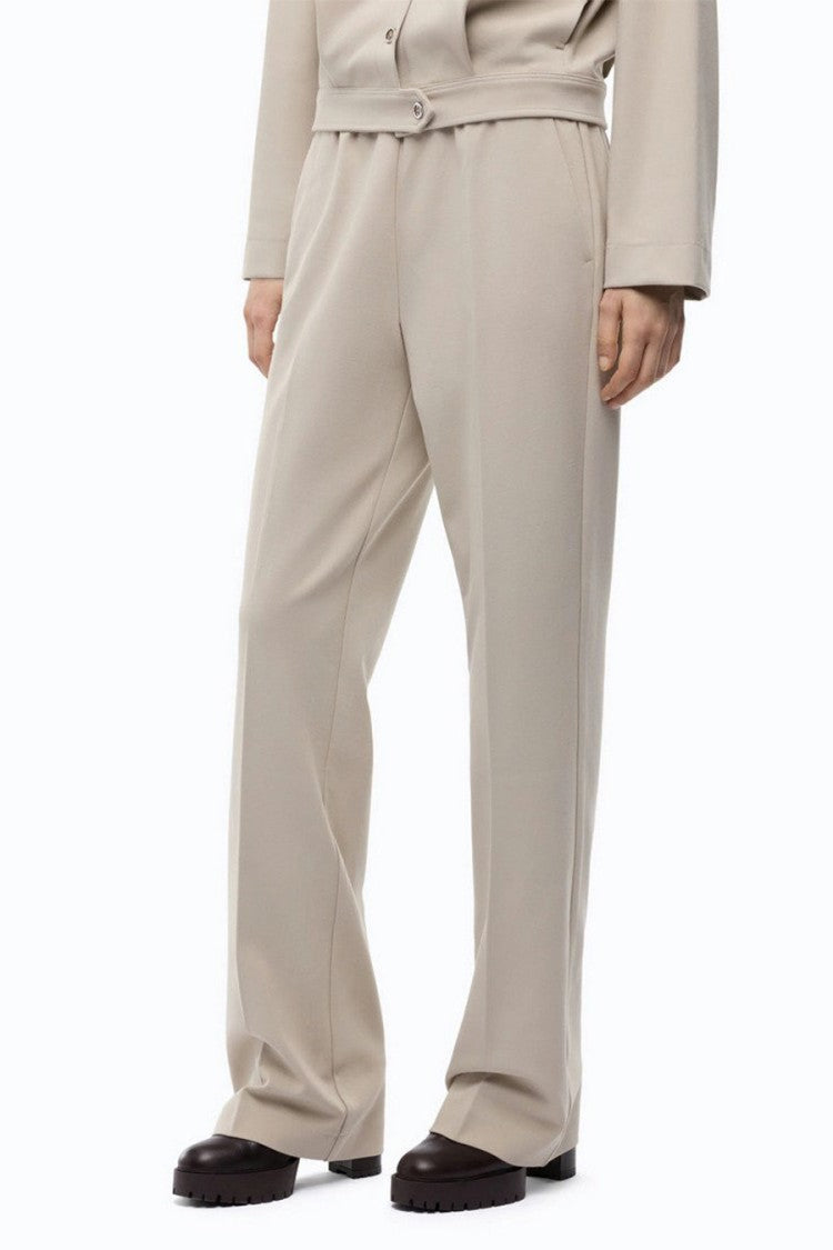 Pinko Beige Elastic-Waist Pleated Trousers