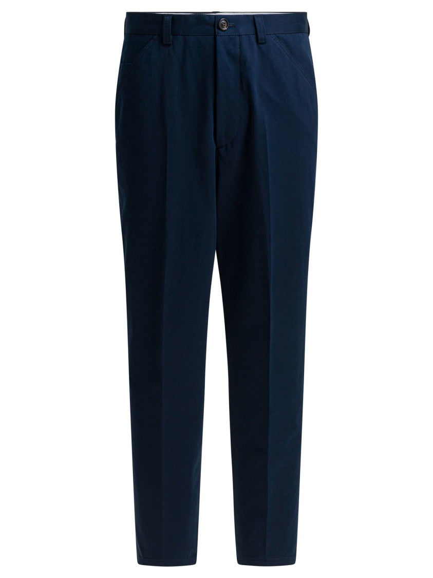 Brunello Cucinelli Mid-Rise Cotton Tapered Pants With Functional Pockets