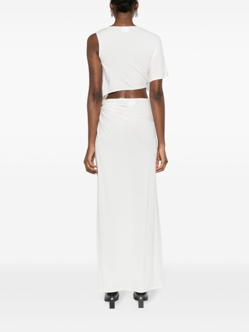 Courrèges Heritage White Stretch-Jersey Crepe Asymmetric Dress
