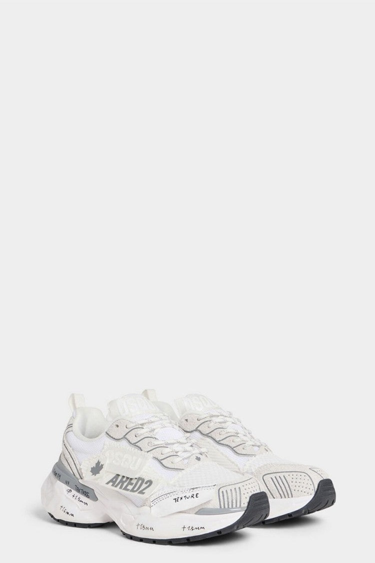 Dsquared2 White Polyester-Spandex Blend Graphic Chunky Sneaker