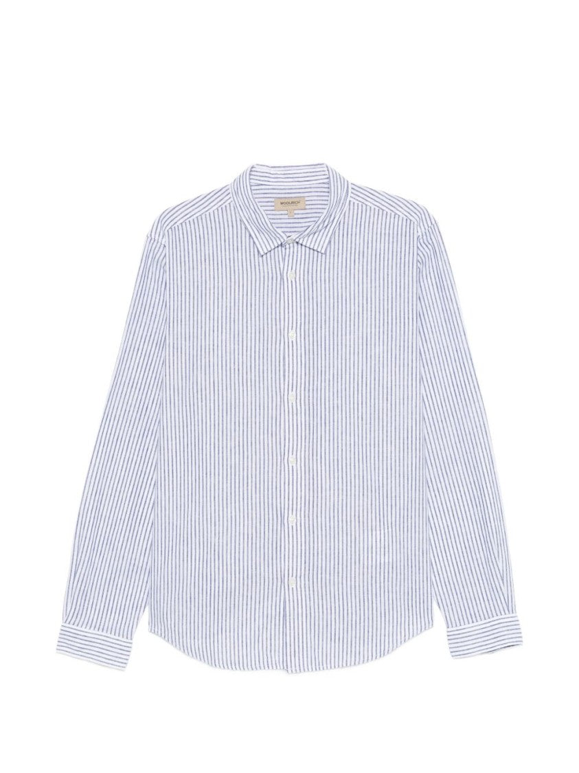 Woolrich Vertical Striped Long-Sleeved Shirt With Classic Collar And Buttoned Cuffs