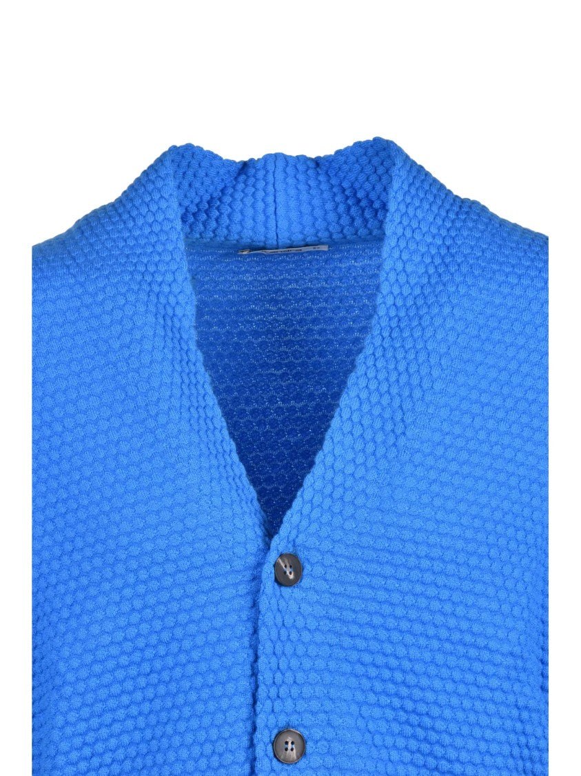 Kangra Light Blue Merino Wool Button Cardigan