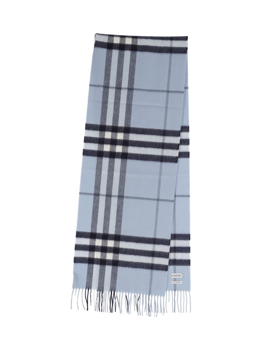 Burberry Rectangular Cashmere Check Scarf With Fringed Edges