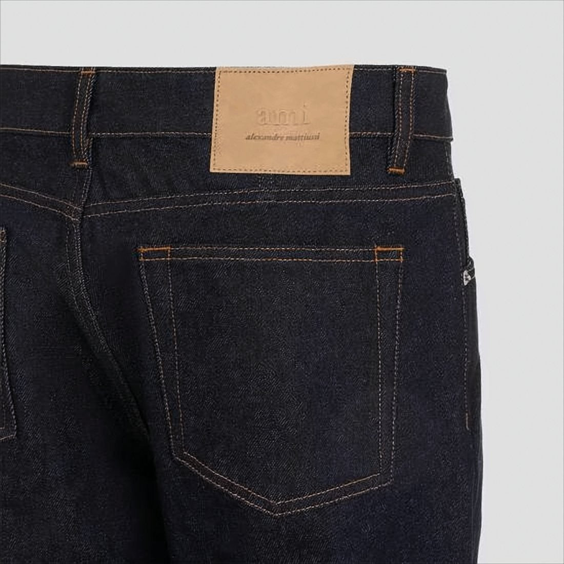 Ami Straight-Leg Denim Pants In Dark Indigo Wash