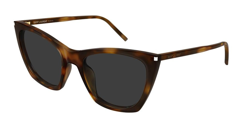 Saint Laurent Havana Kate Thin Bold Cat-Eye Sunglasses