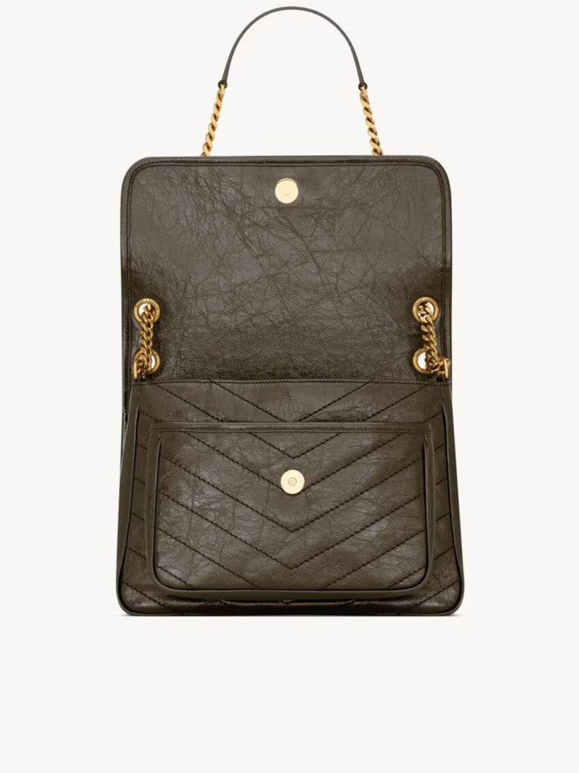 Saint Laurent Niki M Quilted Chevron-Stitch Handbag