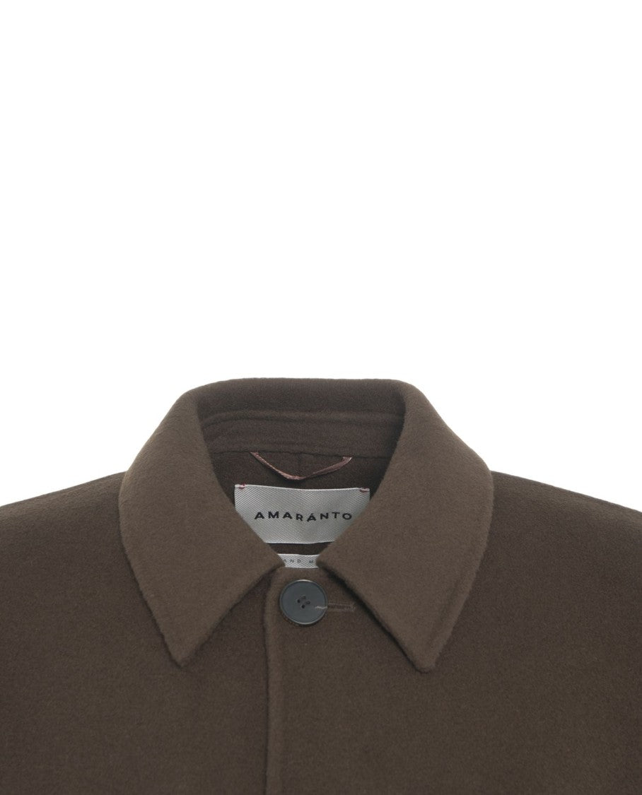 Amaranto Casual Misto Lana Overshirt With Classic Collar And Four Pockets