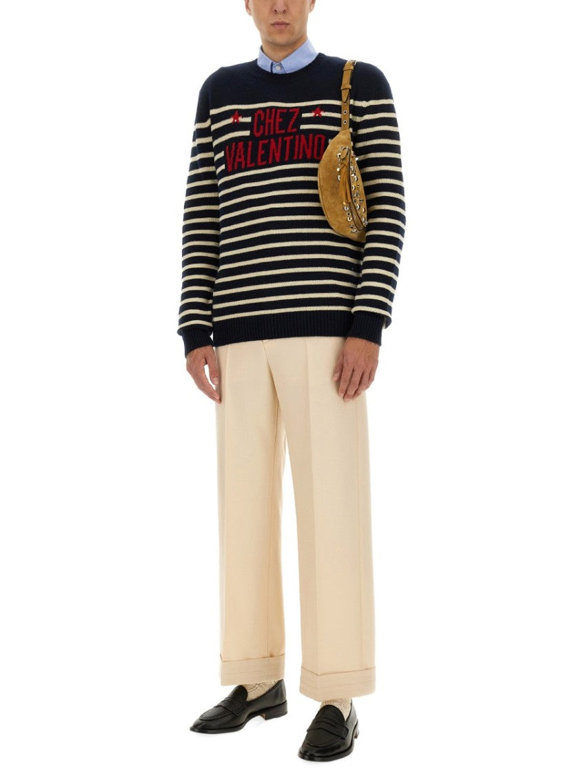 Valentino Regular Fit Wool Sweater With Minimalistic Aesthetic