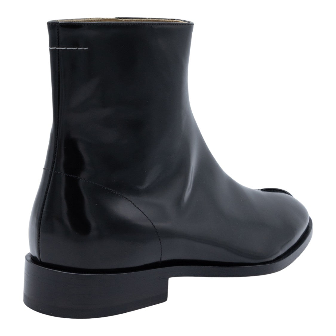 Mm6 By Maison Margiela Polished Black Leather Boots With Minimalist Design