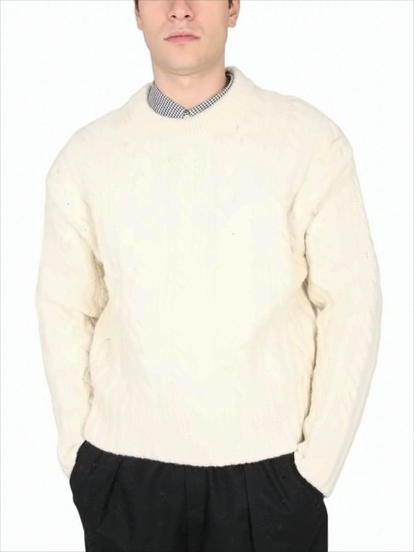 Ami Knit Sweater With Classic Cable Design