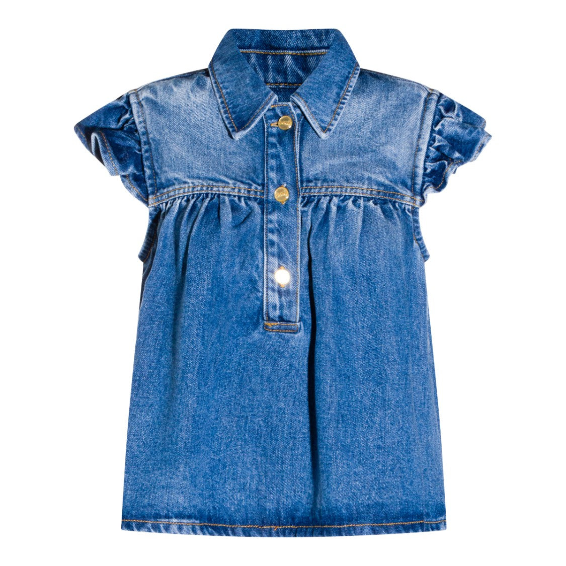 Ganni Ruffled Denim Top