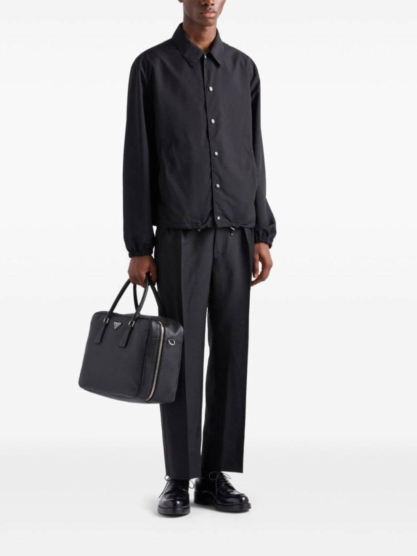 Prada Relaxed-Fit Black Coat With Classic Button-Up Design
