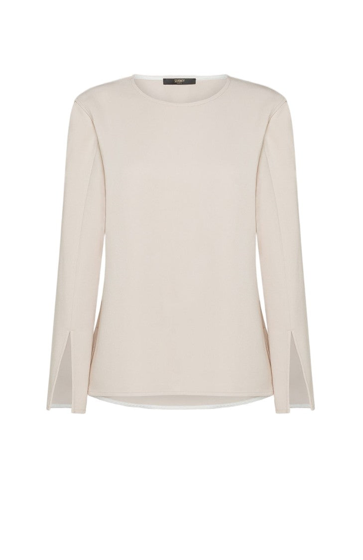 Seventy Fitted Round-Neck Viscose Cadì Blouse