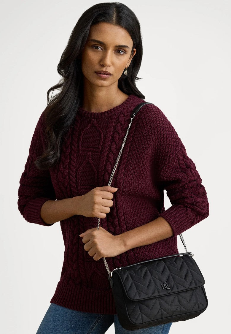 Lauren Ralph Lauren Black Stevie Recycled Messenger Shoulder Bag