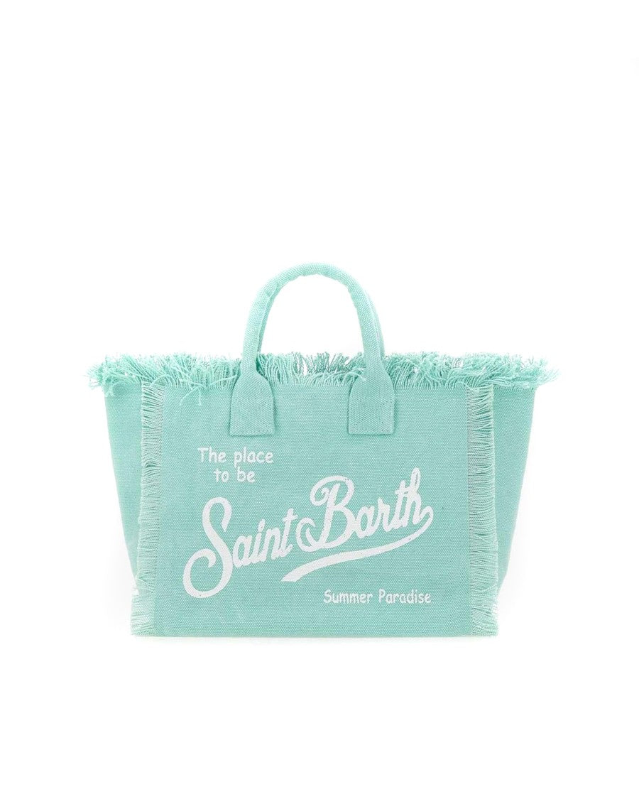 Mc2 Saint Barth Medium Cotton Canvas Tote Bag In Water Green