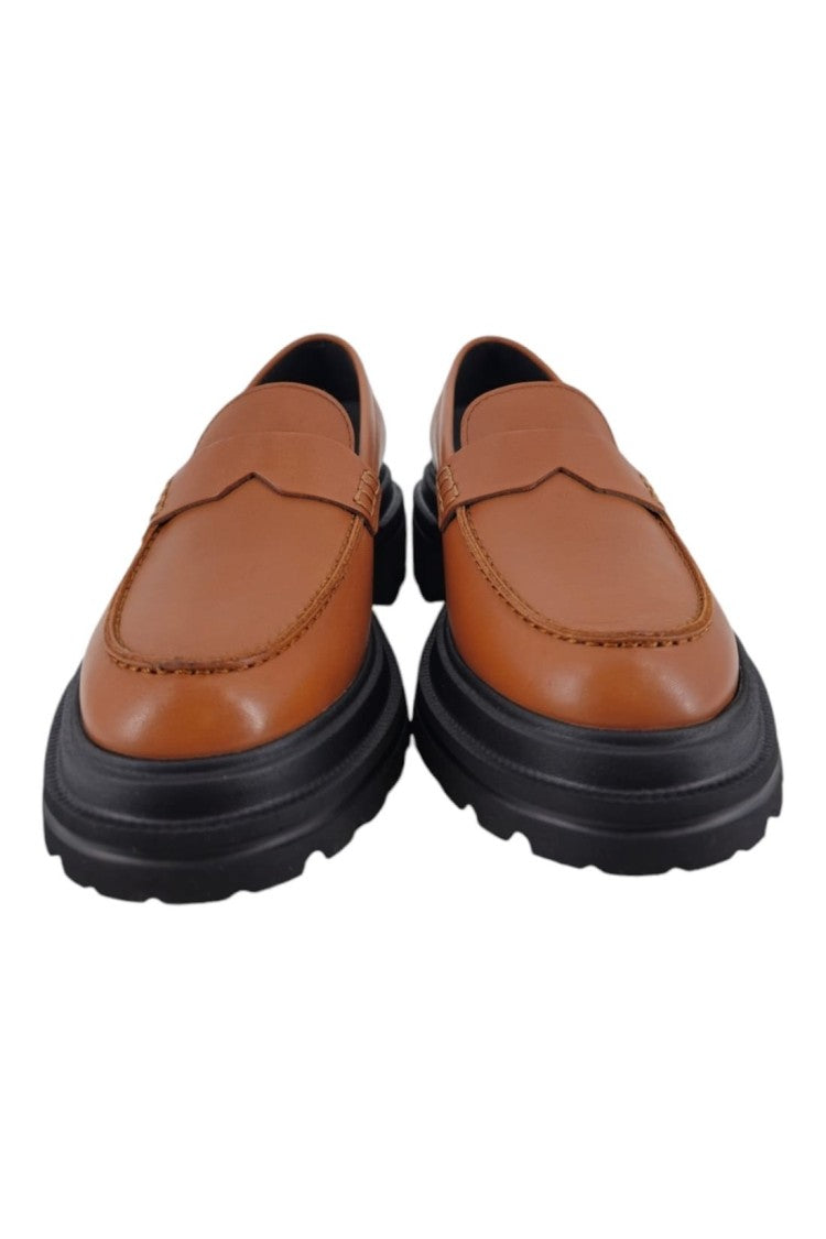Hogan Brown Leather Loafers With Chunky Sole