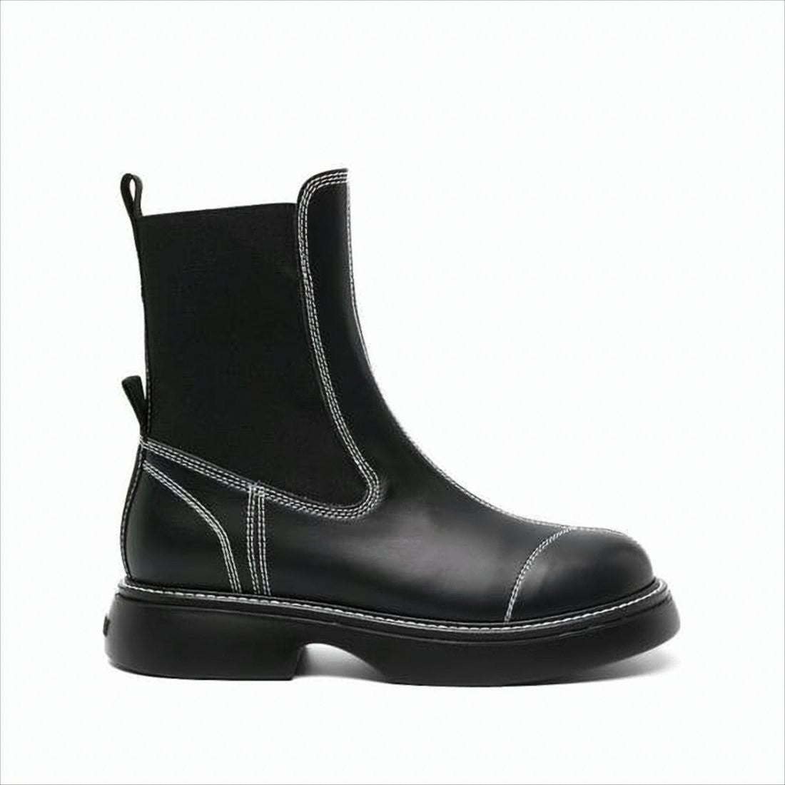 Ganni Black Polyurethane Boots With Chunky Silhouette