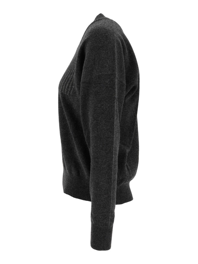 Peserico V-Neck Open-Knit Knitted Sweater